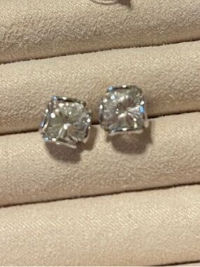 Classic Clear Crystal Stud Earrings - Silver Tone